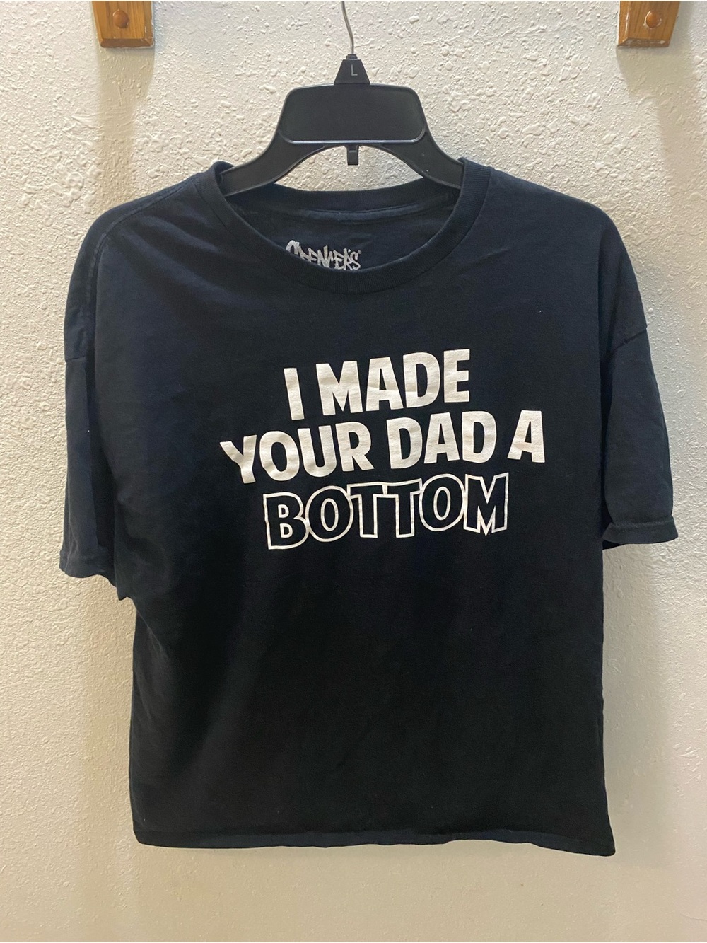 Spencer's Black Short-Sleeve Tee with White Statement Text